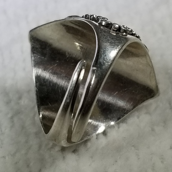 Genuine THICK silver and turquoise ring adjustable - Picture 7 of 7